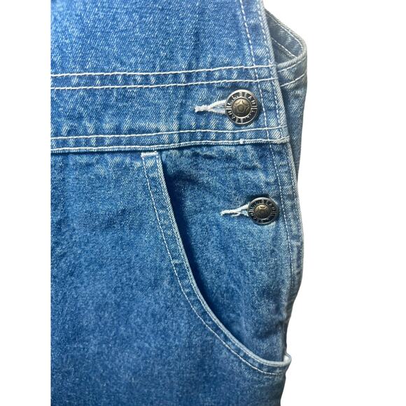 Vintage L.L. Bean Girls Denim Overall Shorts Carpenter Pockets Size Large 14/16 - Picture 3 of 9